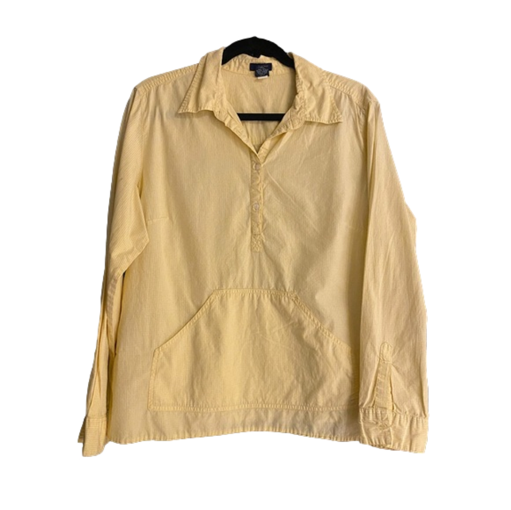 GAP Sz XL-pullover yellow & white gingham top with front pocket - Picture 1 of 5